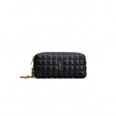 YSL CASSANDRE MATELASSÉ CARRÉ POUCH ON CHAIN IN LAMBSKIN 779649 (18.5*8.5*4cm)